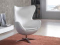 EGG ARMCHAIR, WHITE SYNTHETIC LEATHER