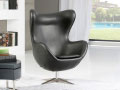 EGG ARMCHAIR, BLACK SYNTHETIC LEATHER
