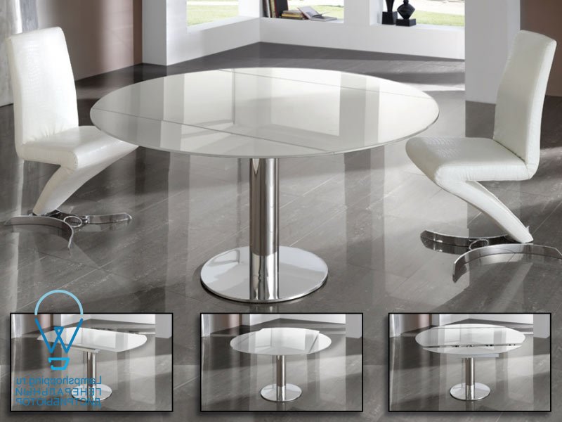 ALBA EXTENSIBLE TABLE, WHITE GLASS